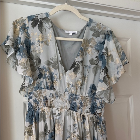 Baltic Born Blue and Gold Floral Maxi Dress - Picture 3 of 4